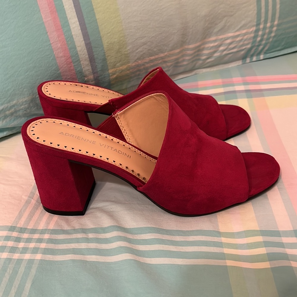 Fuchsia suede slide sandals